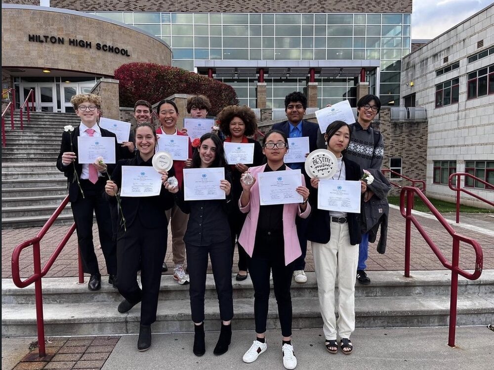 Awards day outside Hilton High School after Hilton MUN