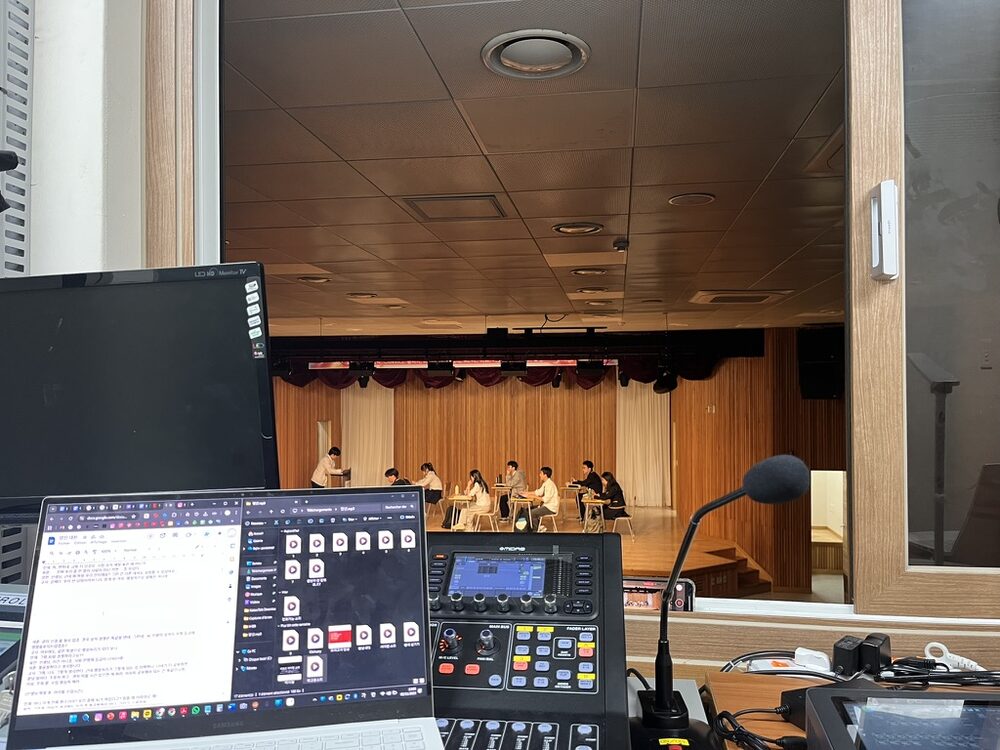 Running sound from the tech booth during a show